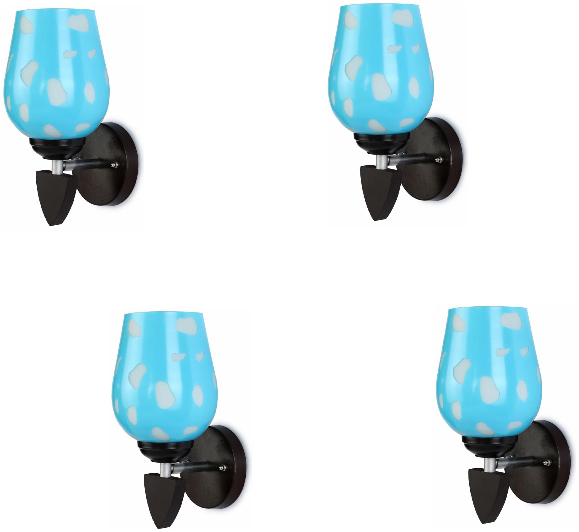 

Somil Designer LED Sconce Glass Wood Wall Lamp Light 7 Watt With Wall Fixture Round Purple (Set Of 4)