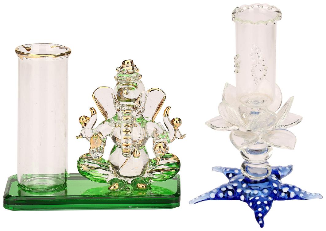 

Somil Dual Face Intellectual Ganesha With Star Candle Stand Pen Stand Combo-C36