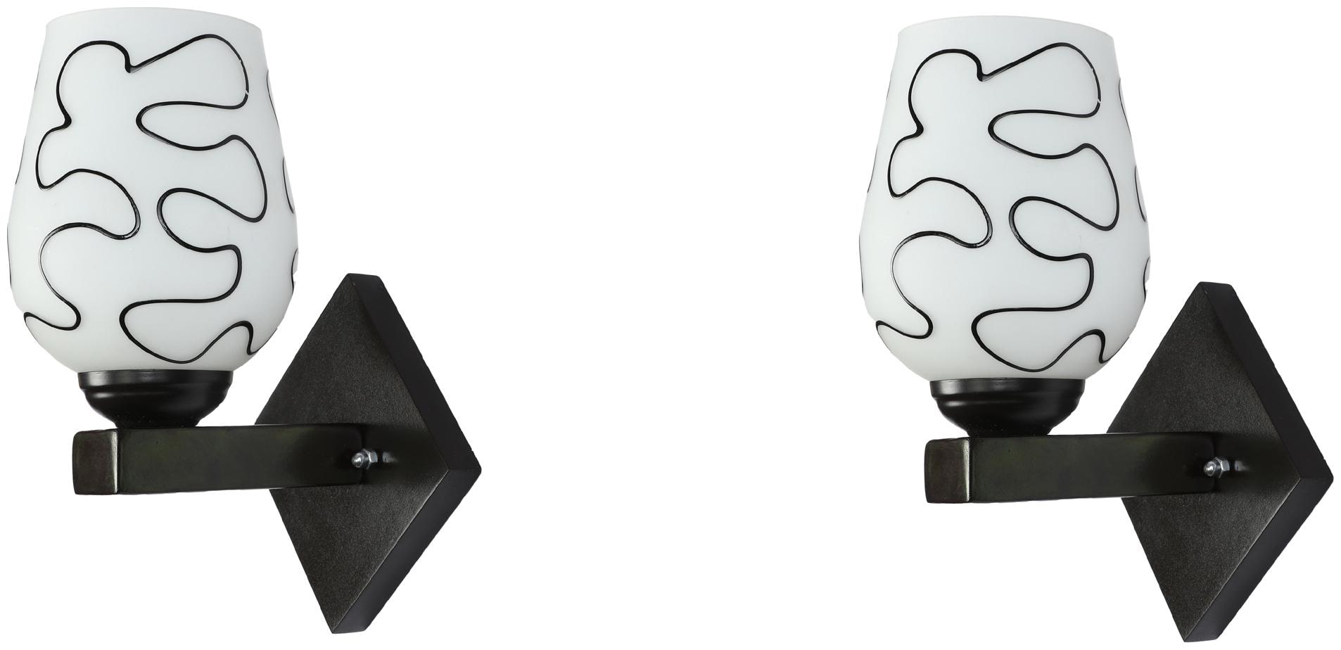 

Somil Fancy Designed Decorative LED Wall Lamp Light 7 Watt Black Glass Wood (Set Of Two)
