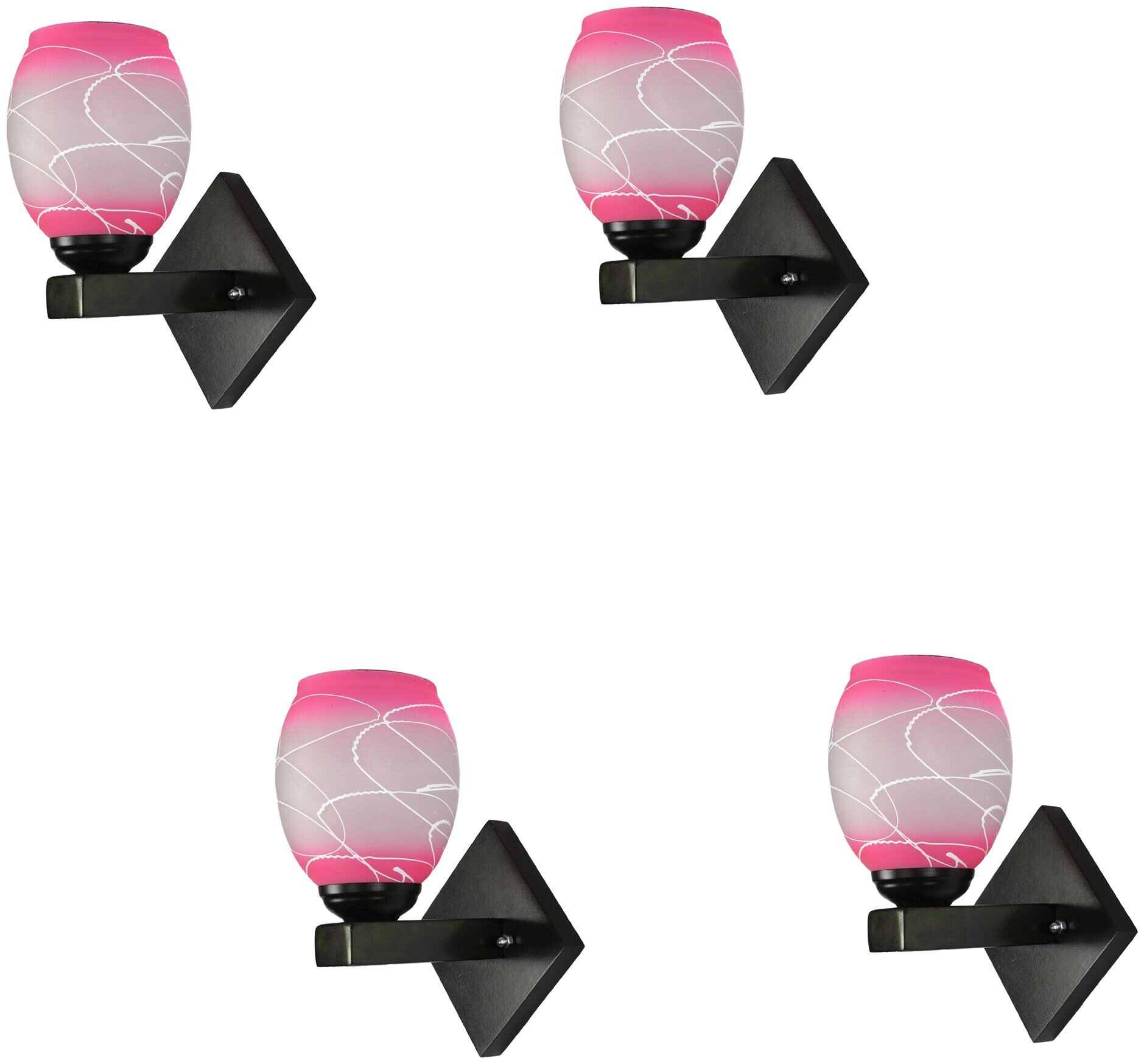 

Somil Fancy Designed Decorative LED Wall Lamp Light 7 Watt Glass Pink Wood (Set Of Four)