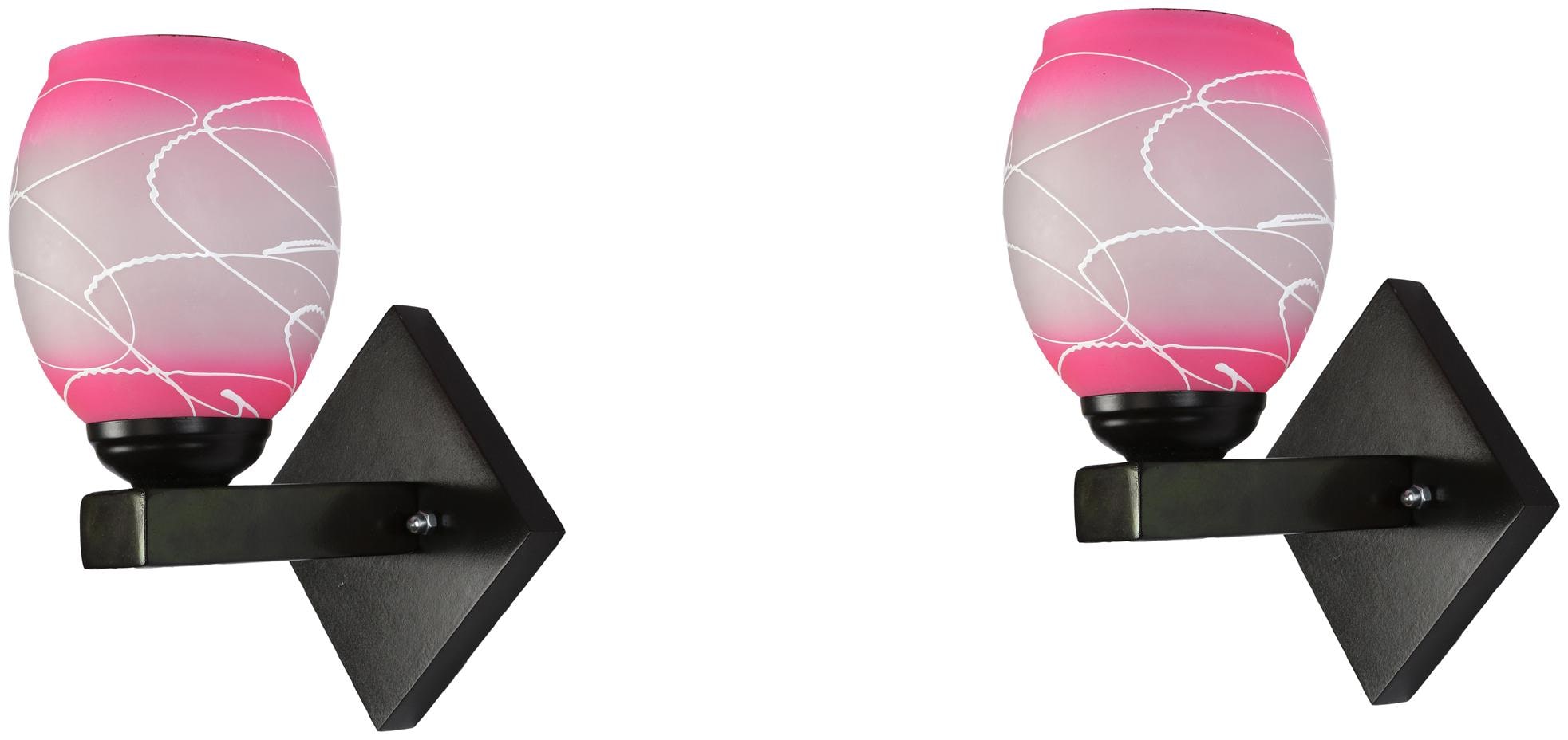 

Somil Fancy Designed Decorative LED Wall Lamp Light 7 Watt Glass Pink Wood (Set Of Two)