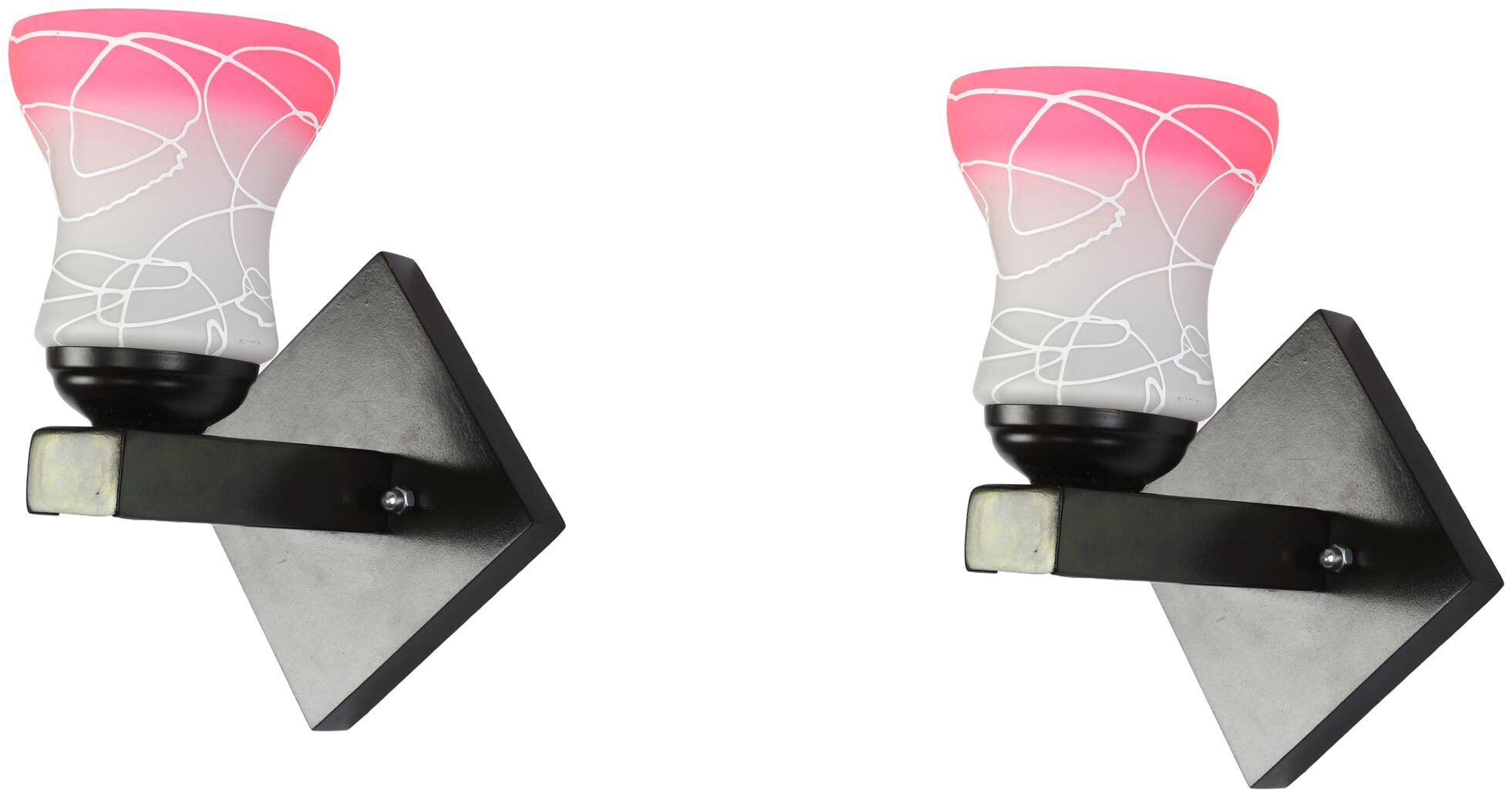 

Somil Fancy Designed Decorative LED Wall Lamp Light 7 Watt Glass Pink Wood (Set Of Two)