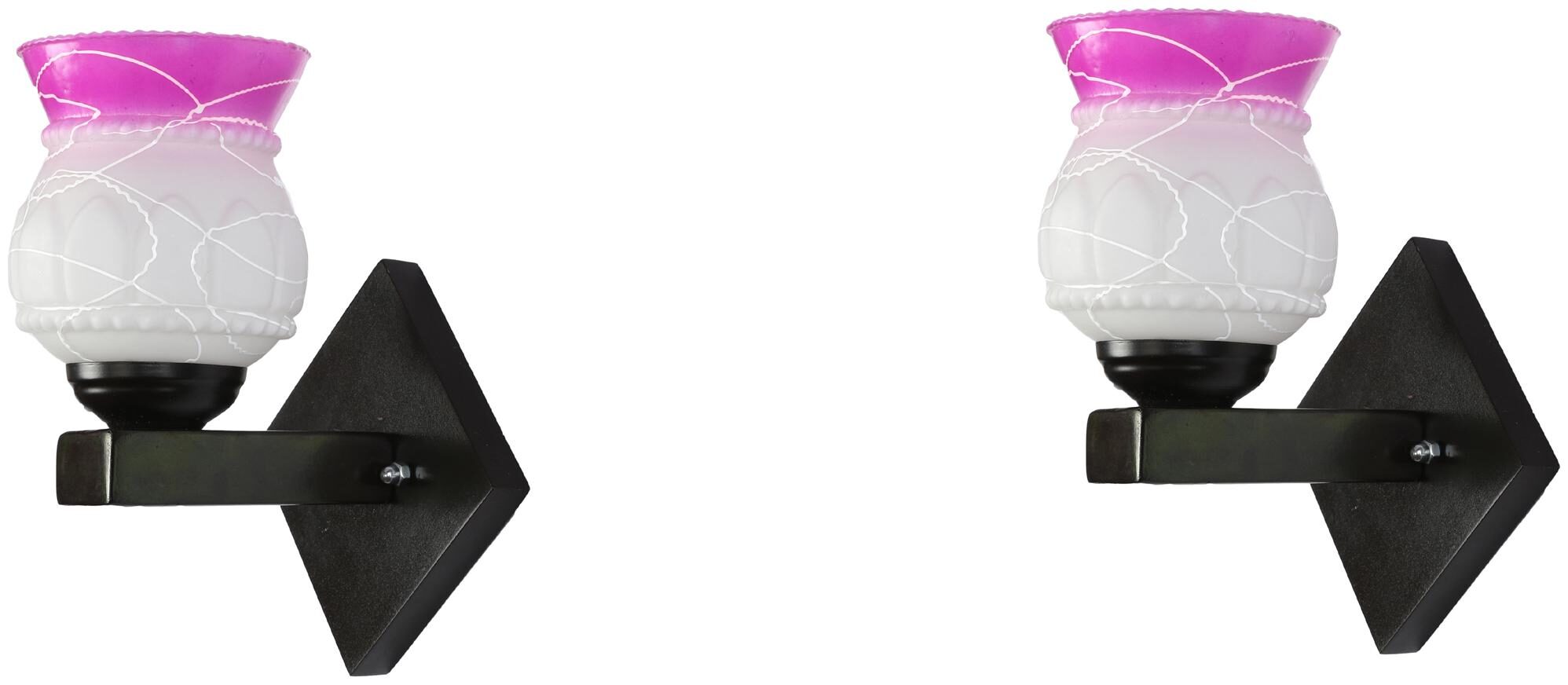 

Somil Flat Style Designer LED Sconce Wall Lamp Light7 Watt Pink Glass Wood (Set Of Two)