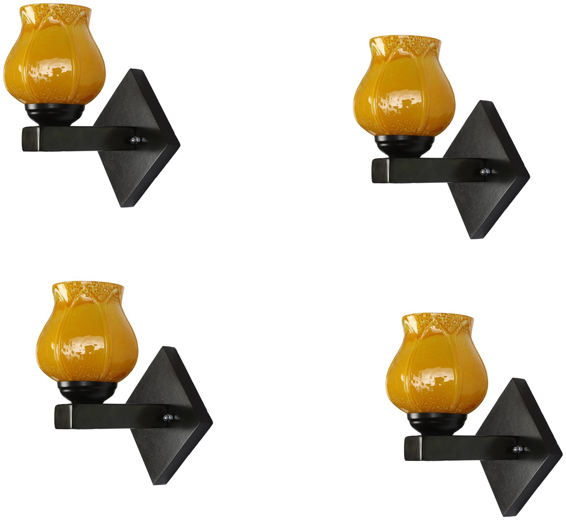 

Somil Flat Style Designer LED Sconce Wall Lamp Light7 Watt Yellow Glass Wood (Set Of Four)