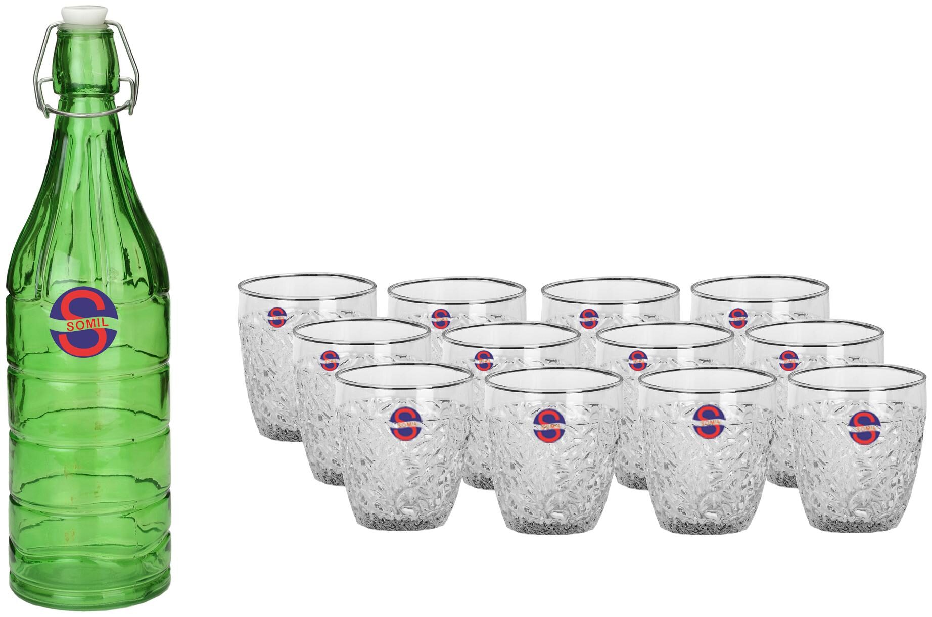 

Somil Glass Green Water Bottle ( 1000 ml Set of 13 )