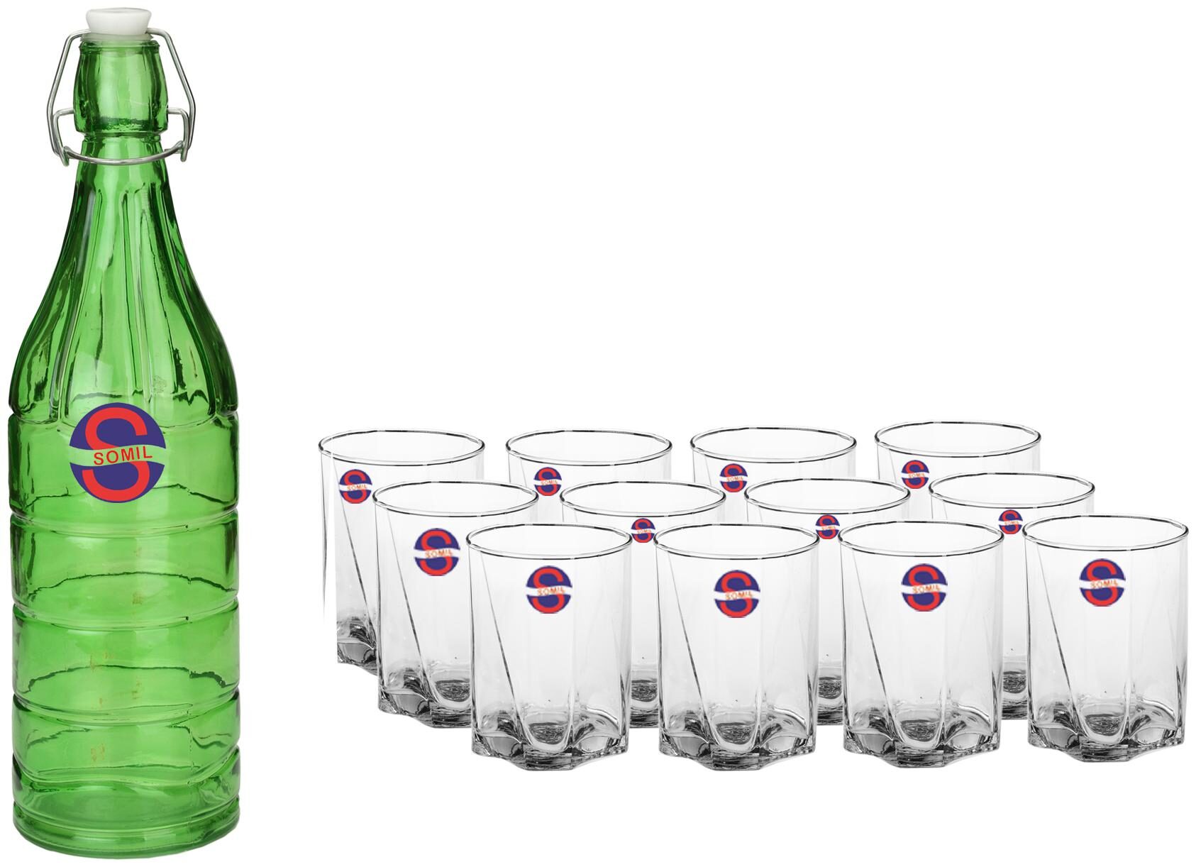 

Somil Glass Green Water Bottle ( 1000 ml Set of 13 )