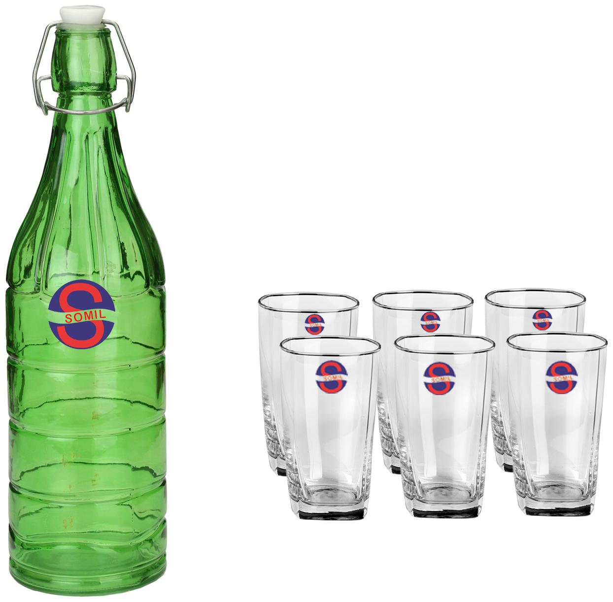 

Somil Glass Green Water Bottle ( 1000 ml Set of 7 )