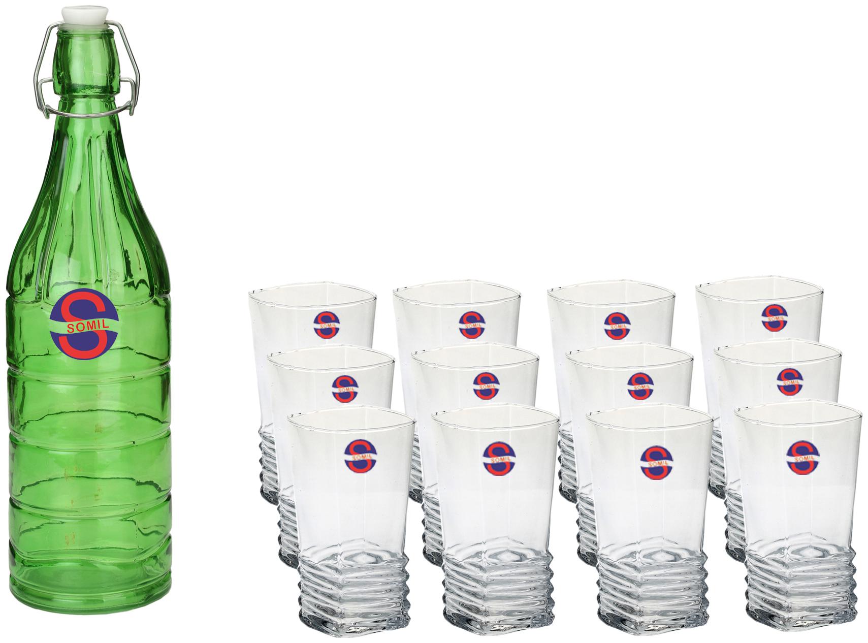 

Somil Glass Green Water Bottle ( 1000 ml Set of 13 )