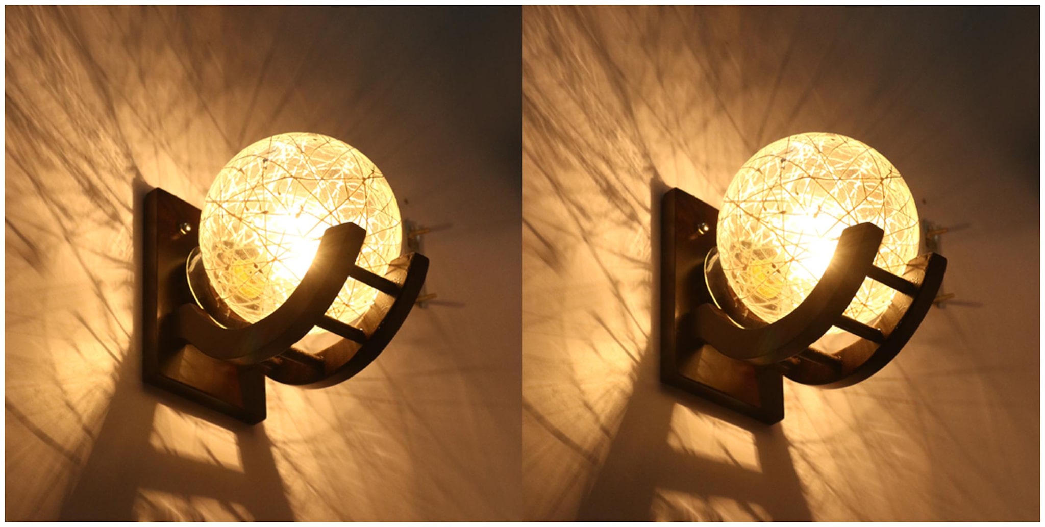 

Somil Globe Shape Wood And Glass Wall Lamp (Set Of 2)