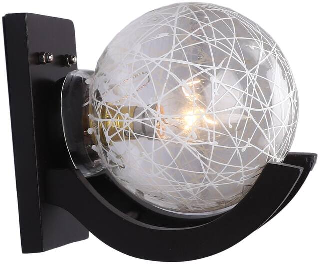 Somil Globe Shape Wood And Glass Wall Lamp, Compatible 5 To 80 Watt, B22 Holder ( Set Of 1)