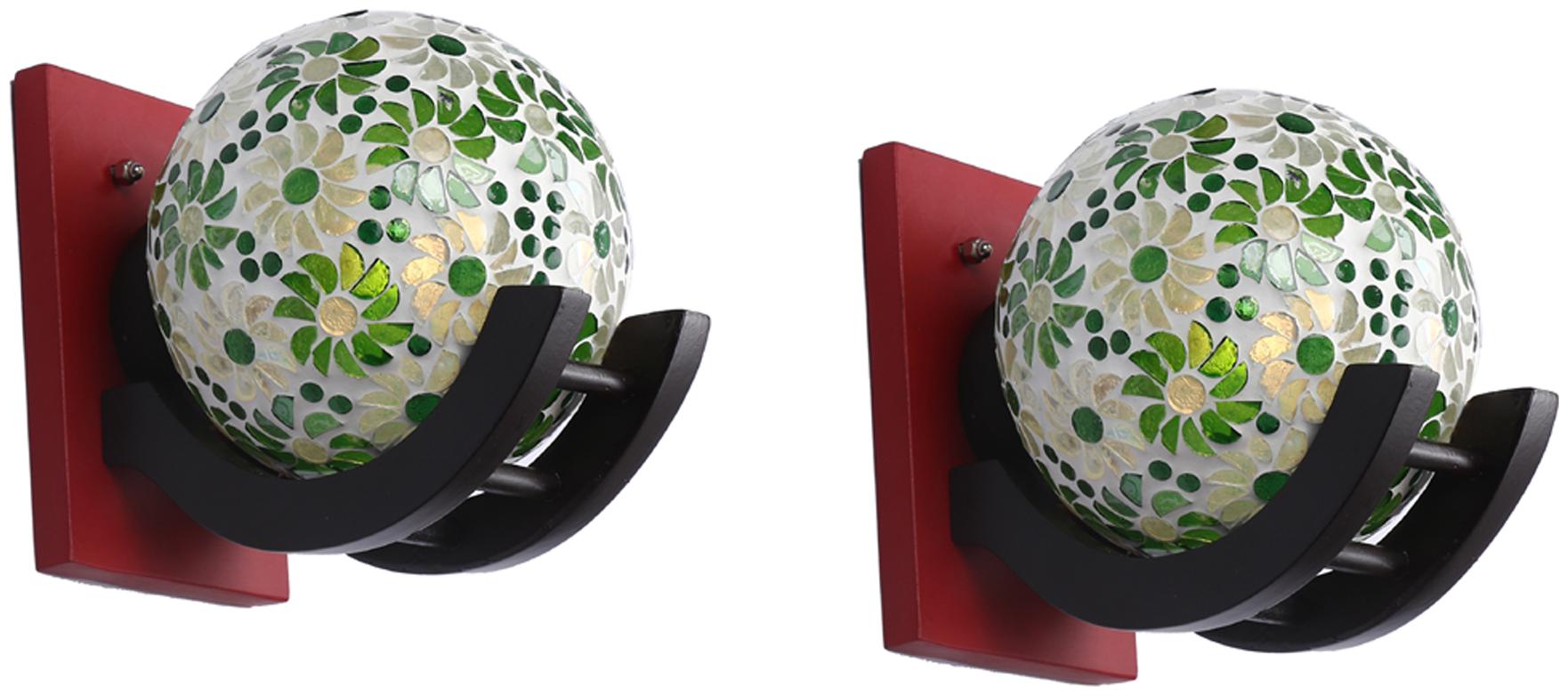 

Somil Globe Shape Wall Lamp Wood And Glass Light Round