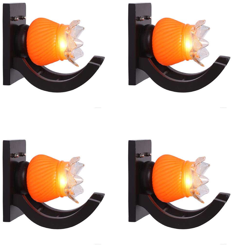

Somil Globe Shape Wood And Glass Wall Lamp (Set Of 4)