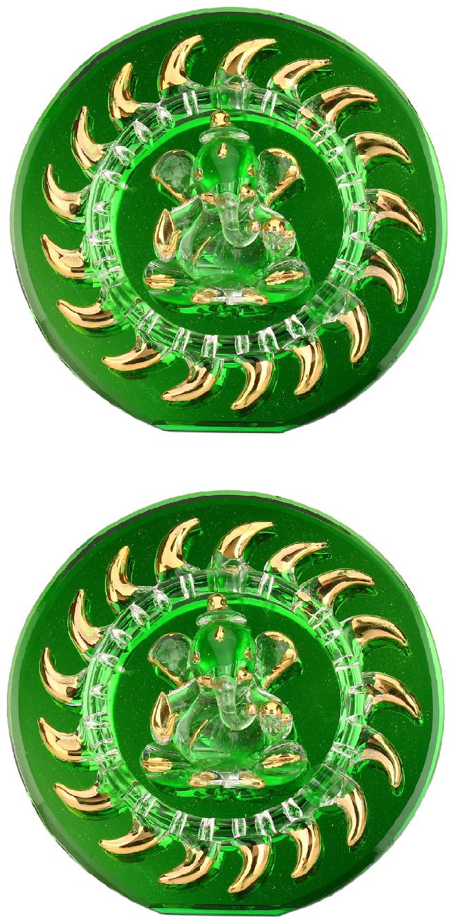 

Somil Green Blessing Ganesha For Table Top Wall Hanging (Set Of 2)-HW