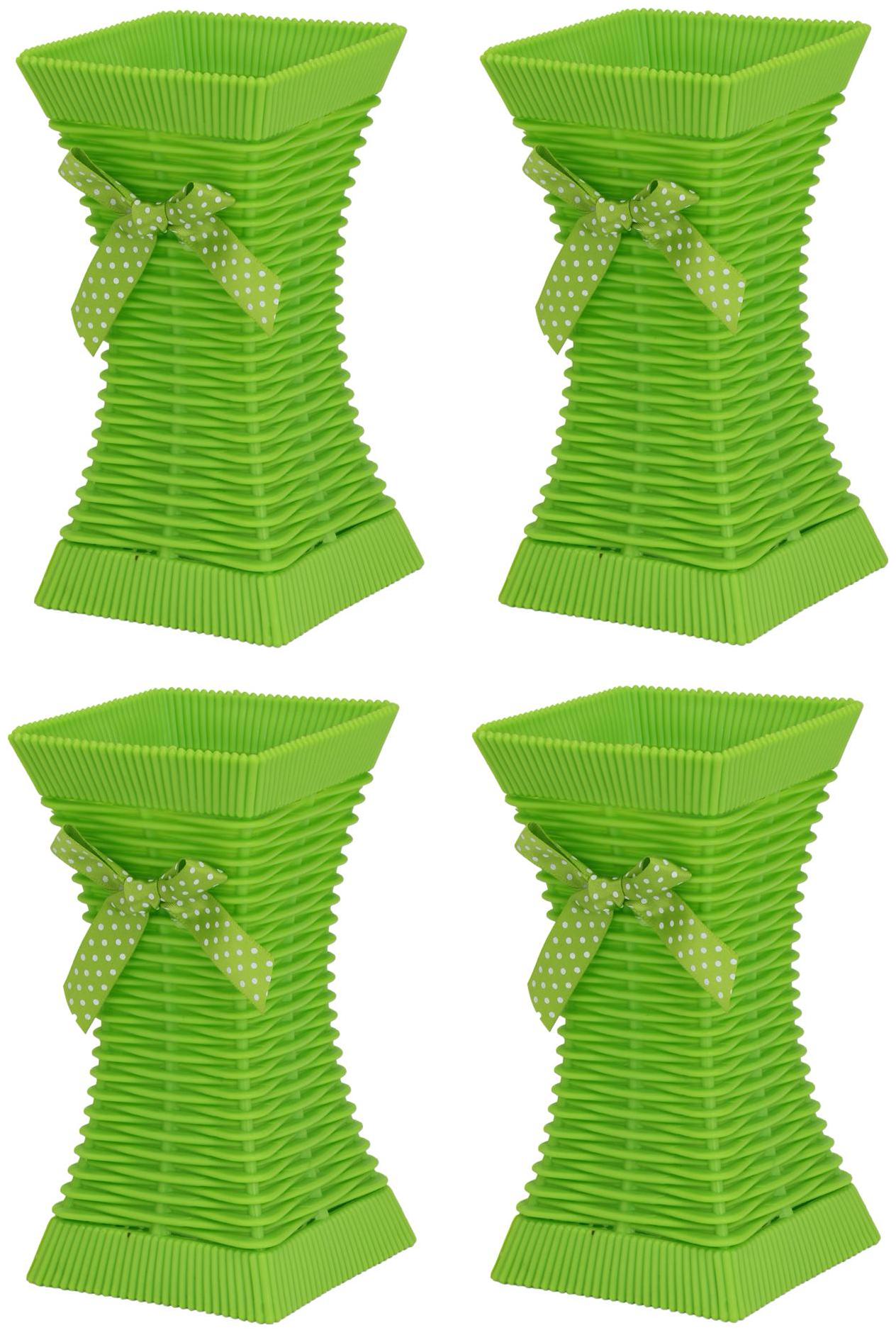 

Somil Green Plastic Flower Vase Hand Decorative With New Stylish Shape(Set Of Four)-TP41
