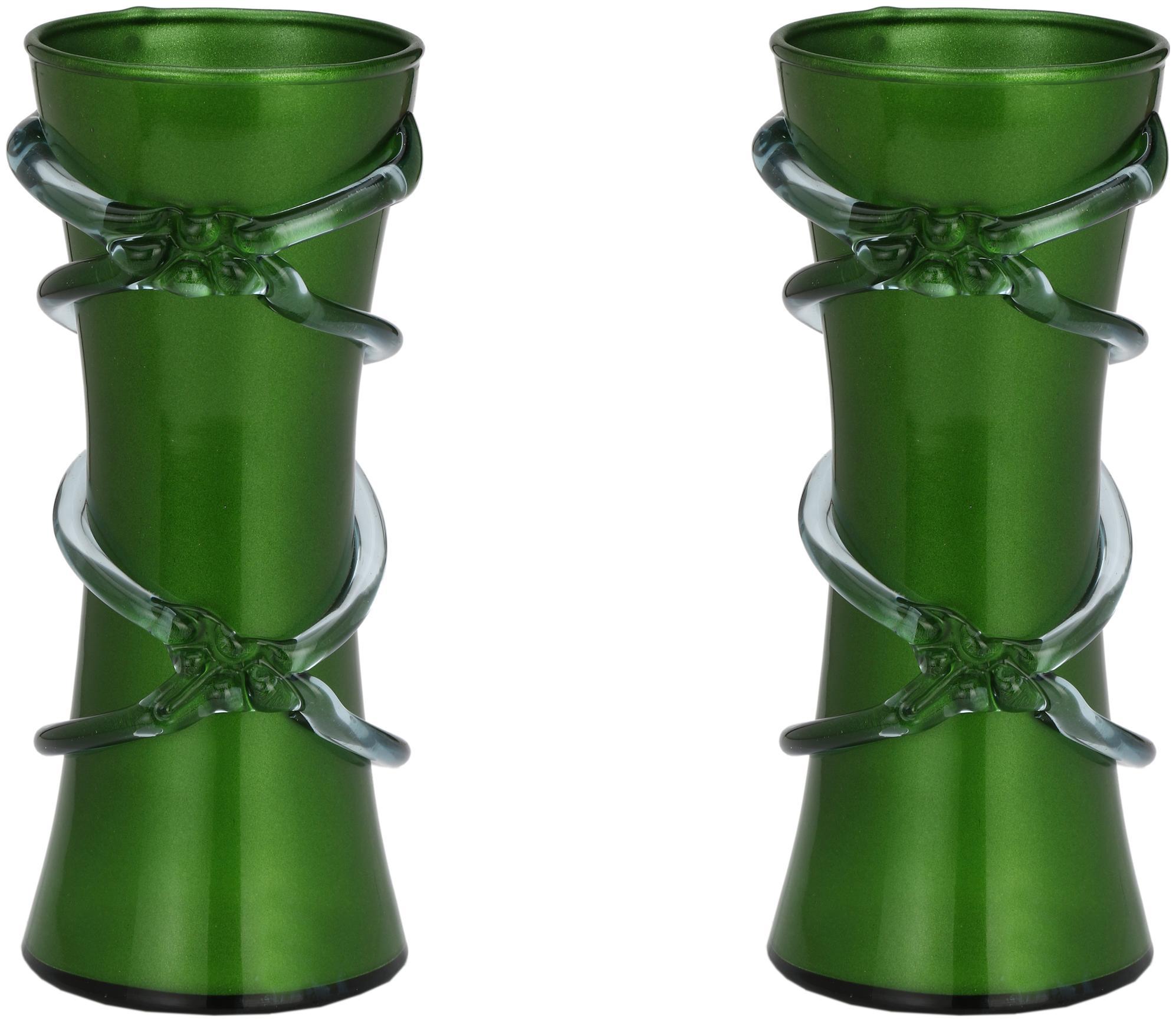 

Somil Green Glass Flower Vase Hand Decorative With New Stylish Shape(Set Of Two)-TP27
