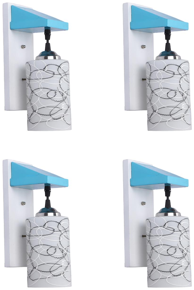 

Somil Hut Shape Wood Pendant Wall Lamp Wall Light With Decorated Glass (Set Of 4)