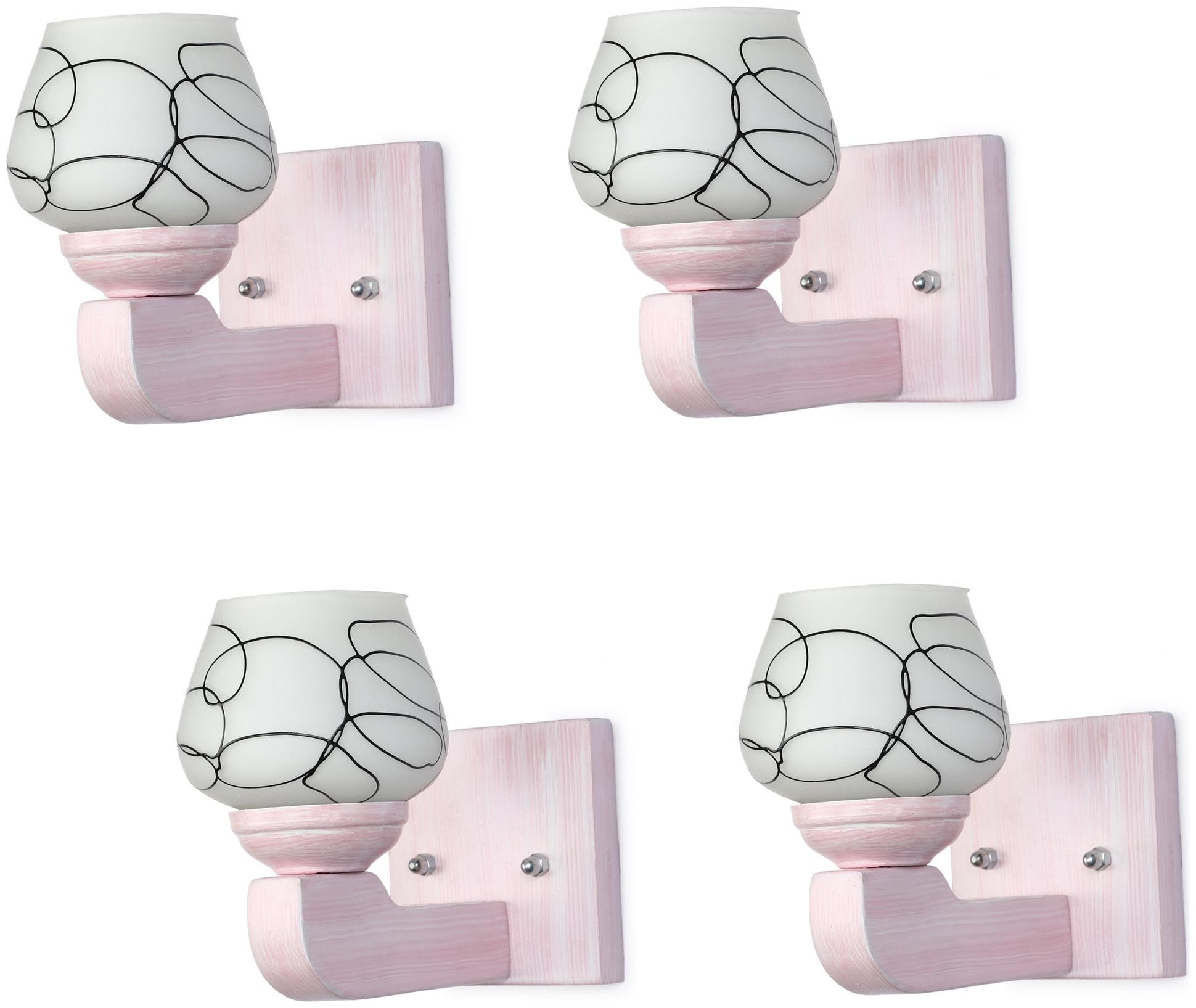 

Somil LED Sconce Glass Wall Lamp Light With Sweet Pink Wood Fitting 7 Watt With All Fixture (Set Of 4)