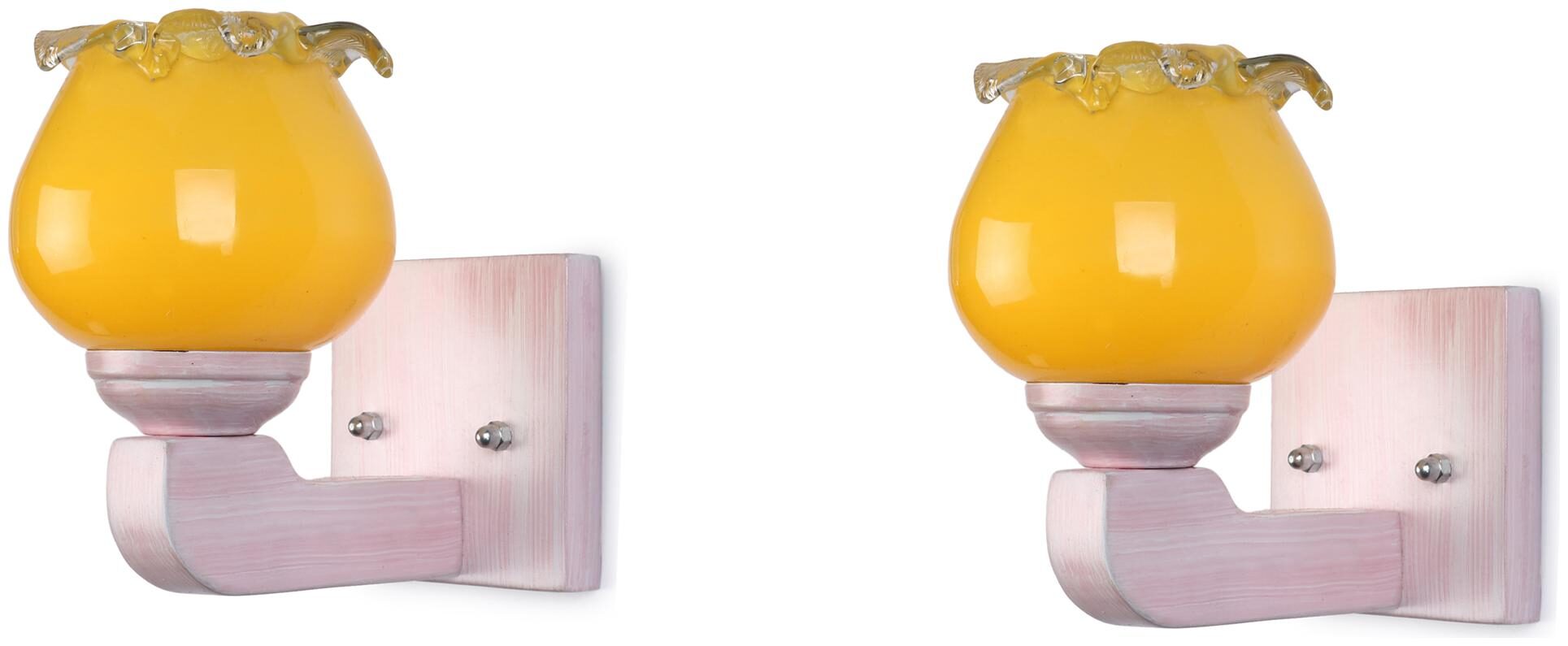 

Somil LED Sconce Glass Wall Lamp Light With Sweet Pink Wood Fitting 7 Watt With All Fixture (Set Of 2)