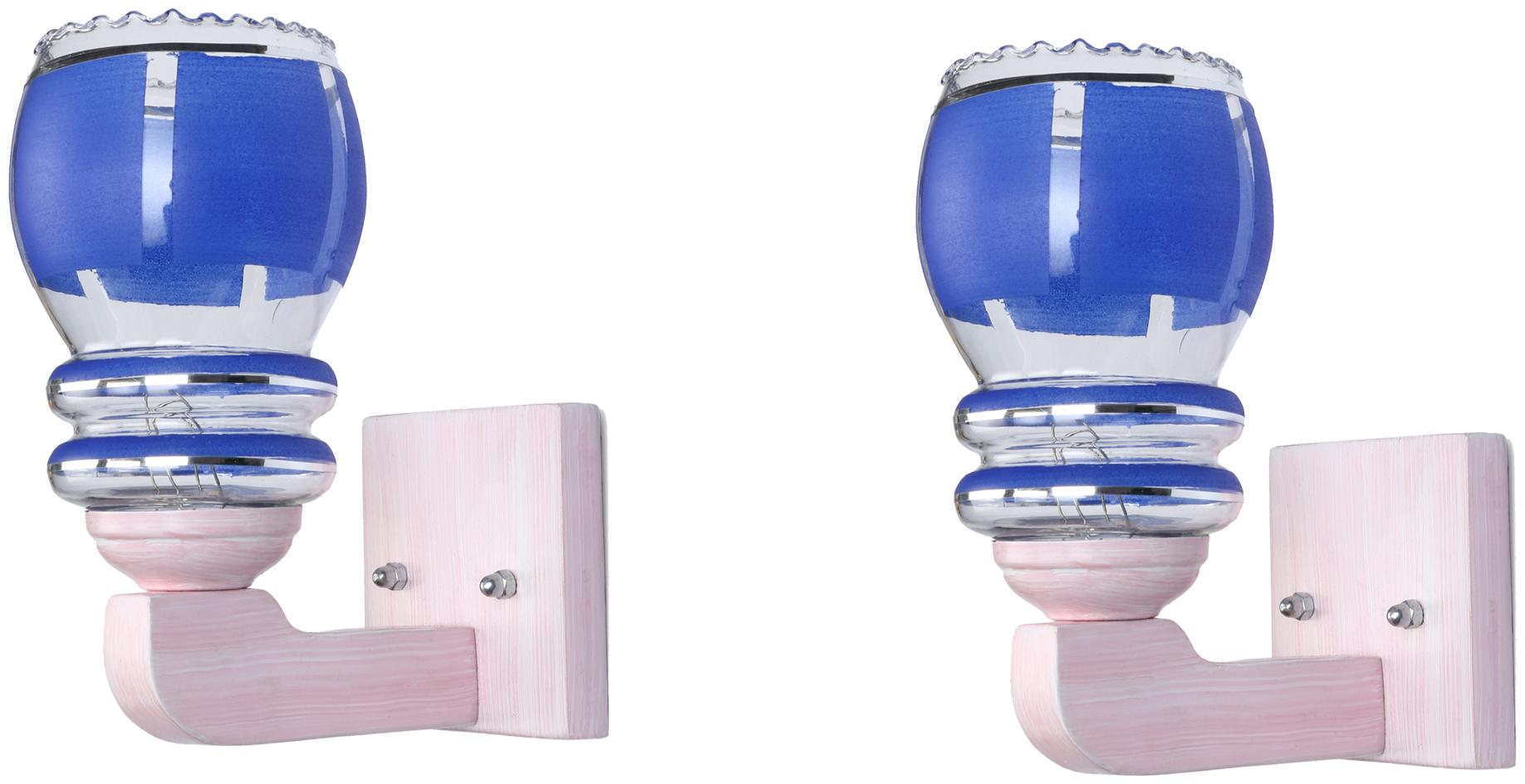 

Somil LED Sconce Glass Wall Lamp Light With Sweet Pink Wood Fitting 7 Watt With All Fixture (Set Of 2)