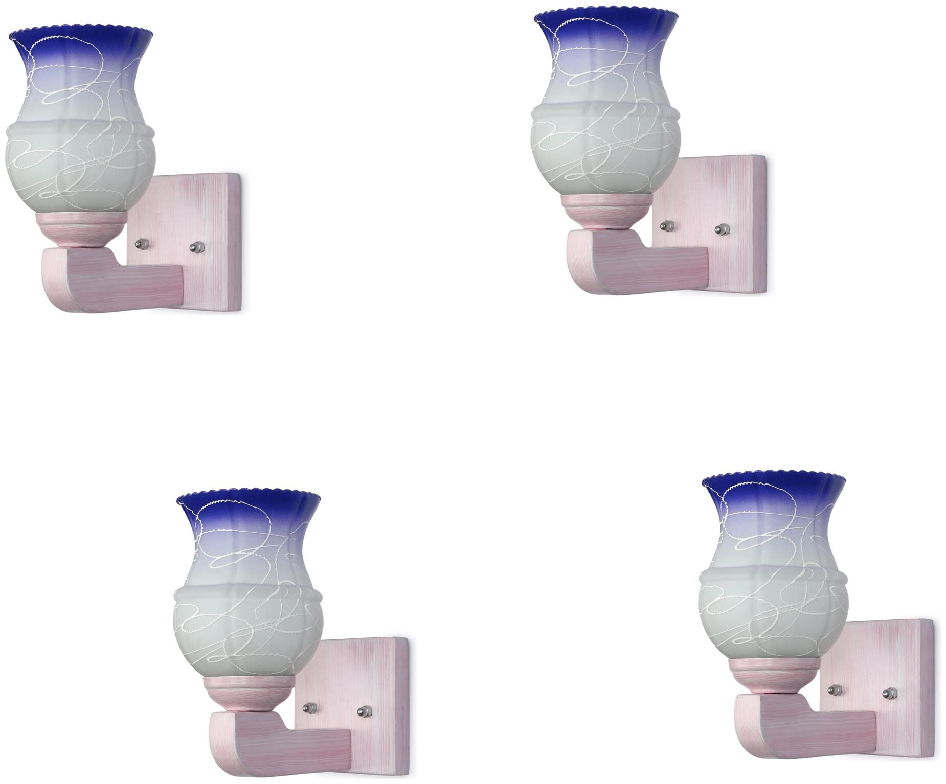 

Somil LED Sconce Glass Wall Lamp Light With Sweet Pink Wood Fitting 7 Watt With All Fixture (Set Of 4)