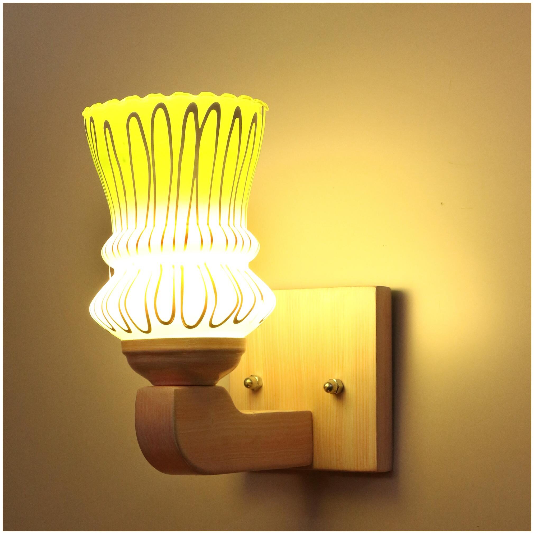 

Somil Led Sconce Glass Wall Lamp Light With Sweet Pink Wood Fitting 7 Watt With All Fixture