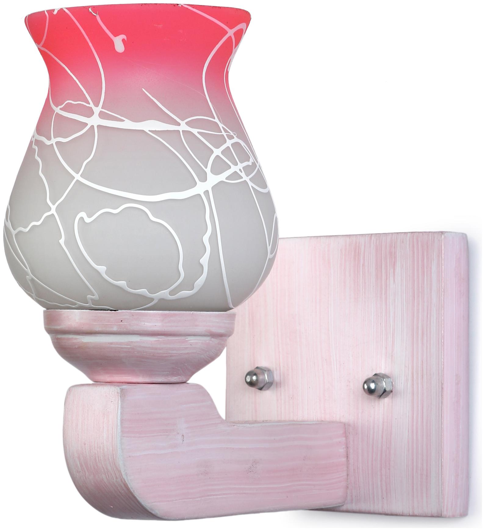 

Somil LED Sconce Glass Wall Lamp Light With Sweet Pink Wood Fitting 7 Watt With All Fixture