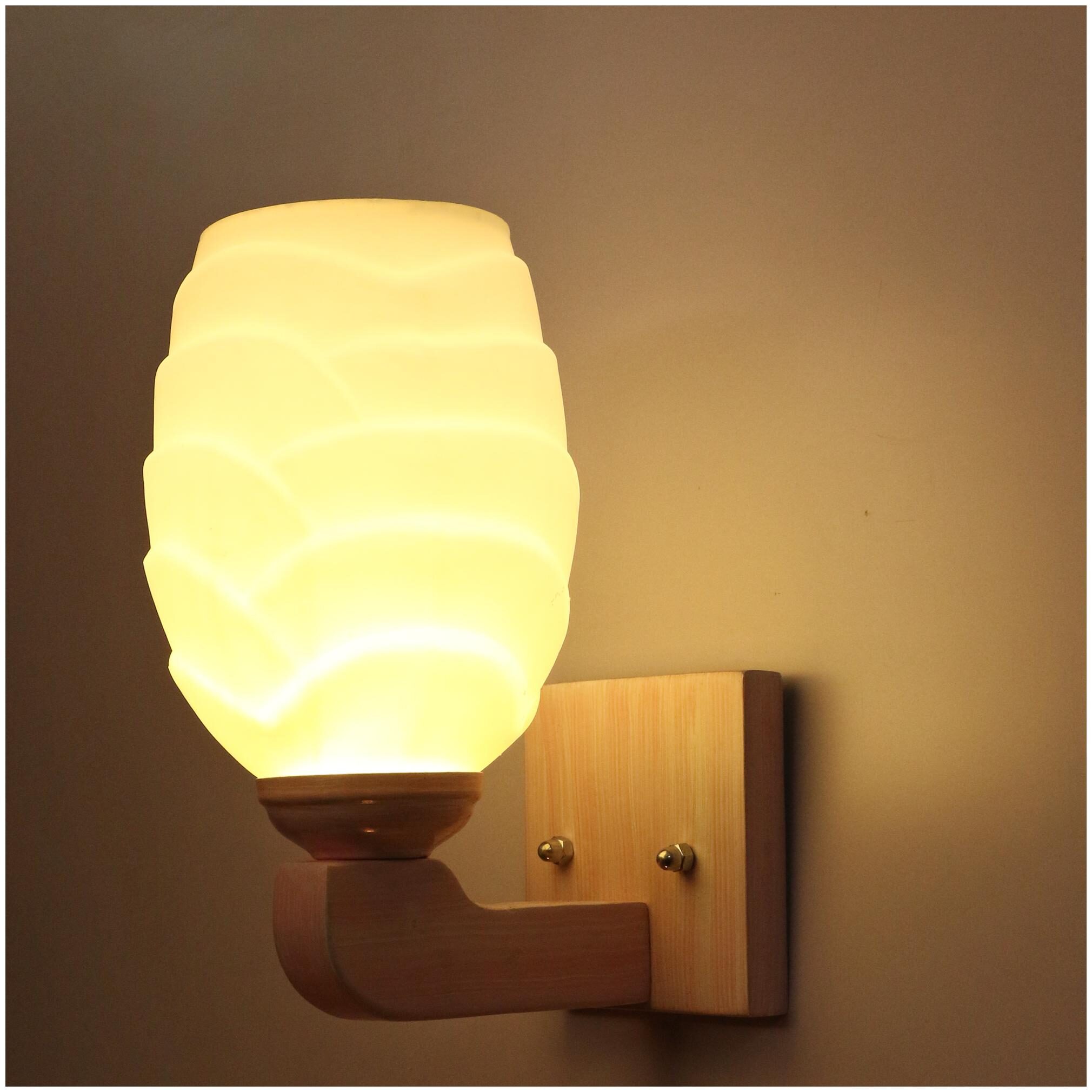 

Somil Led Sconce Glass Wall Lamp Light With Sweet Pink Wood Fitting 7 Watt With All Fixture