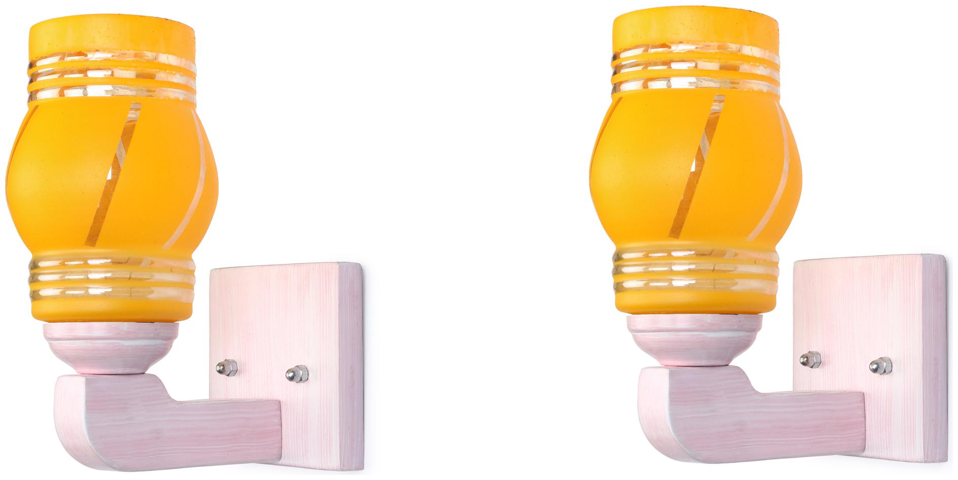 

Somil LED Sconce Glass Wall Lamp Light With Sweet Pink Wood Fitting 7 Watt With All Fixture (Set Of 2)