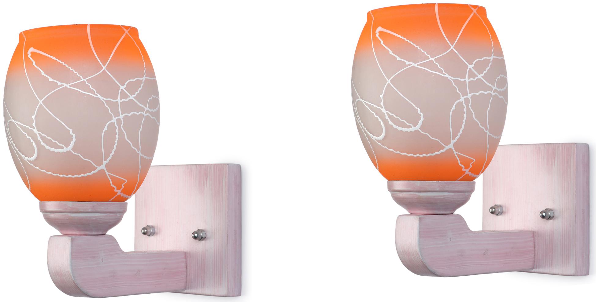 

Somil LED Sconce Glass Wall Lamp Light With Sweet Pink Wood Fitting 7 Watt With All Fixture (Set Of 2)