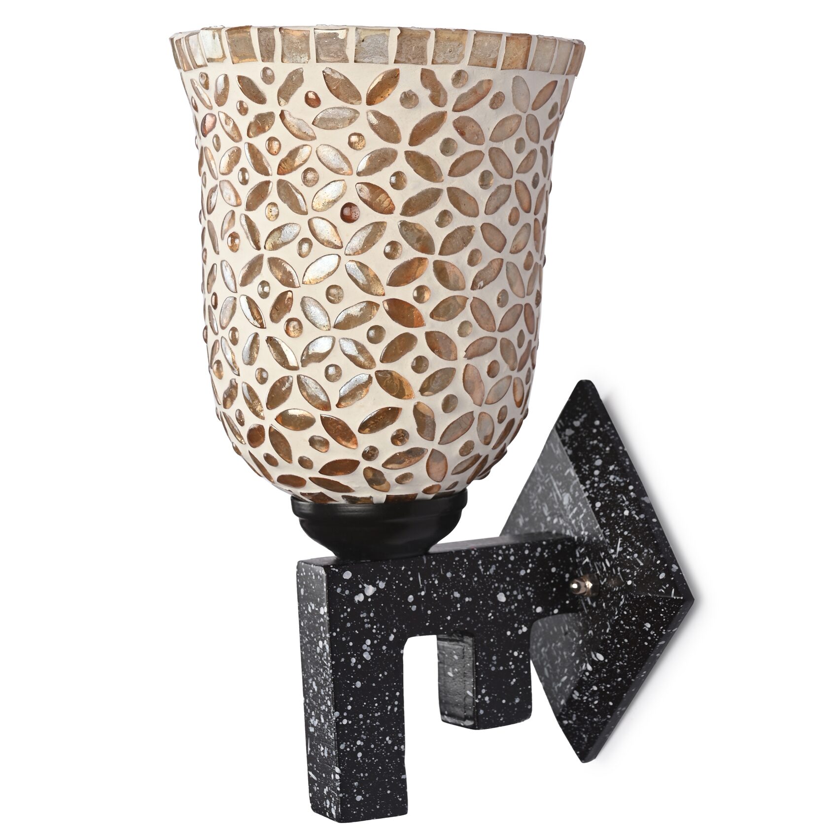 

Somil Marble Design Stylish Wood Wall Lamp Light with Colourful Glass Shade Compatible with LED