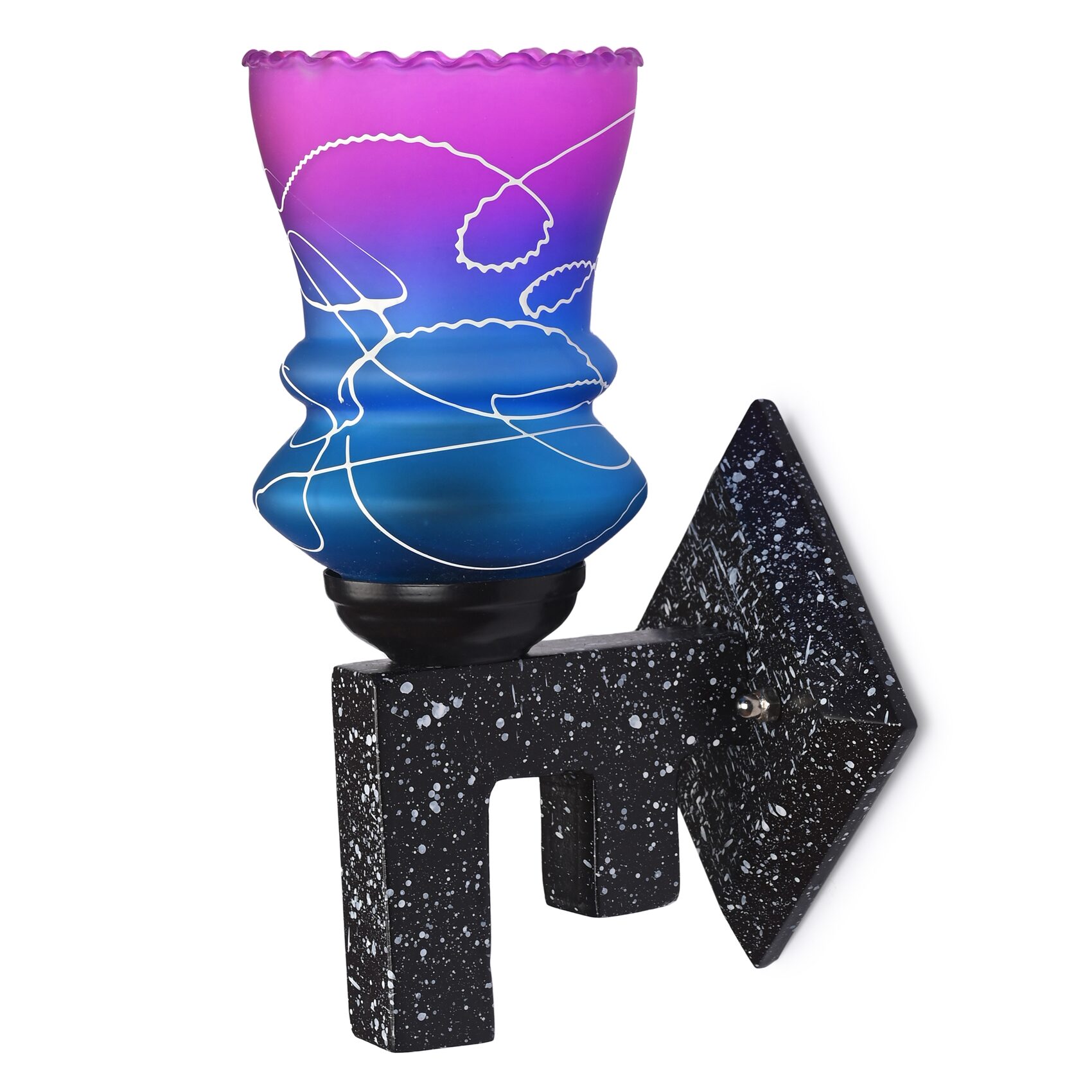 

Somil Marble Design Stylish Wood Wall Lamp Light with Colourful Glass Shade Compatible with LED