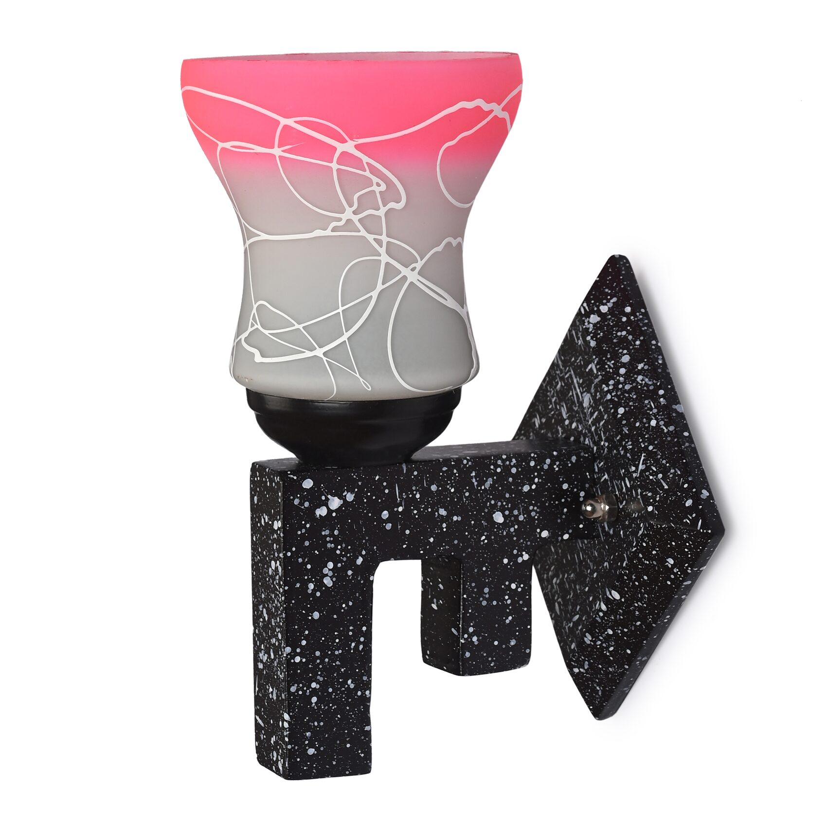 

Somil Marble Design Stylish Wood Wall Lamp Light with Colourful Glass Shade Compatible with LED
