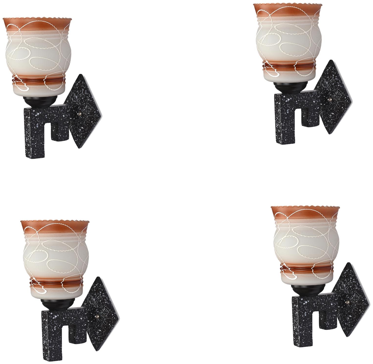 

Somil Marvel Design Stylish Wood Wall Lamp Light Of Colorful Glass Shade (Set of 4)