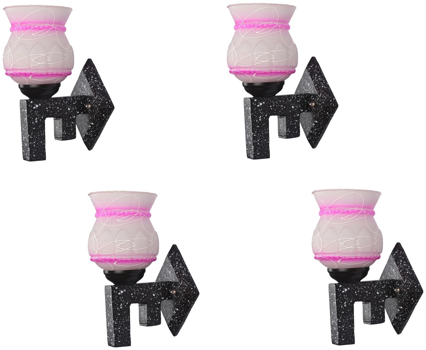 

Somil Marvel Design Stylish Wood Wall Lamp Light Of Colorful Glass Shade (Set of 4)
