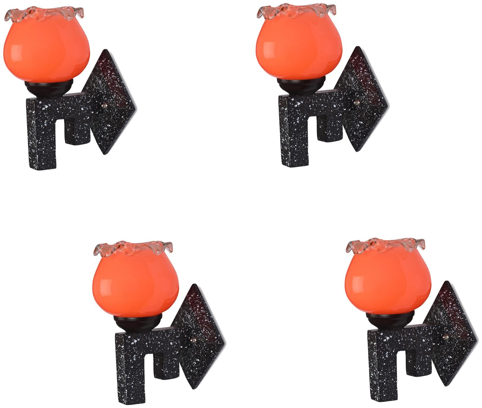 

Somil Marvel Design Stylish Wood Wall Lamp Light Of Colorful Glass Shade (Set of 4)