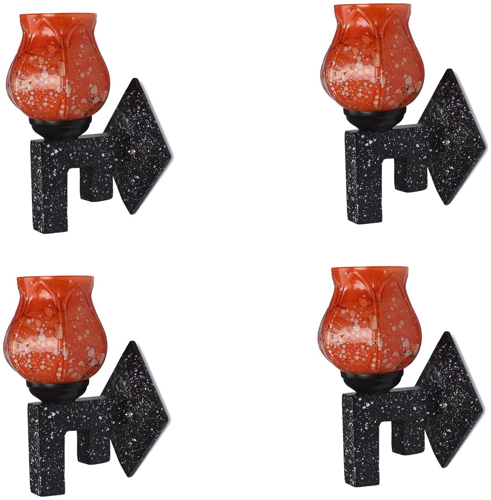

Somil Marvel Design Stylish Wood Wall Lamp Light Of Colorful Glass Shade (Set of 4)