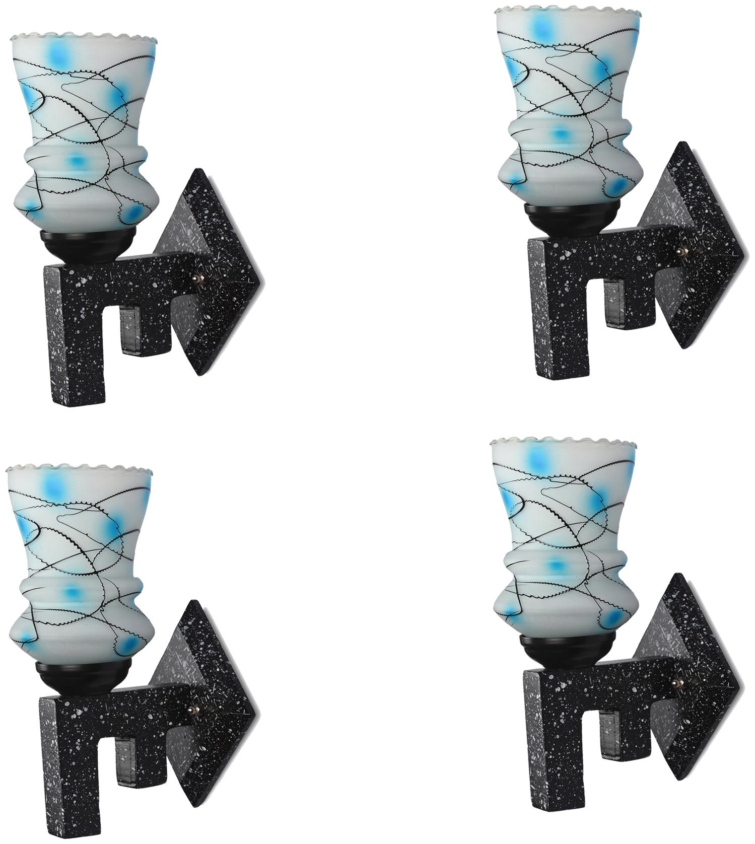 

Somil Marvel Design Stylish Wood Wall Lamp Light Of Colorful Glass Shade (Set of 4)