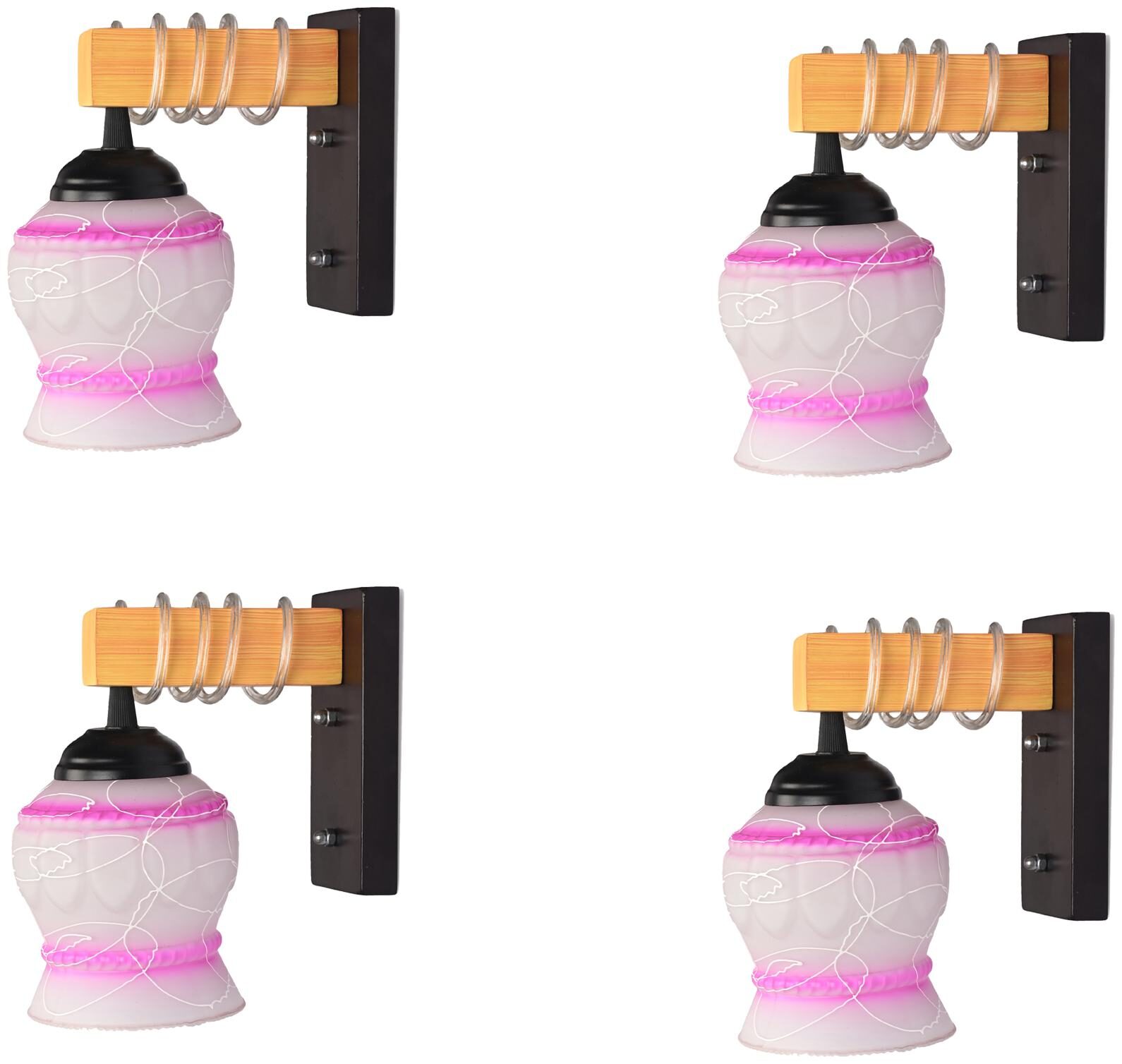 

Somil Modern Design Colorful Wood Wall Lamp Light With Hand Decorated Glass shade ( Set Of 4 )