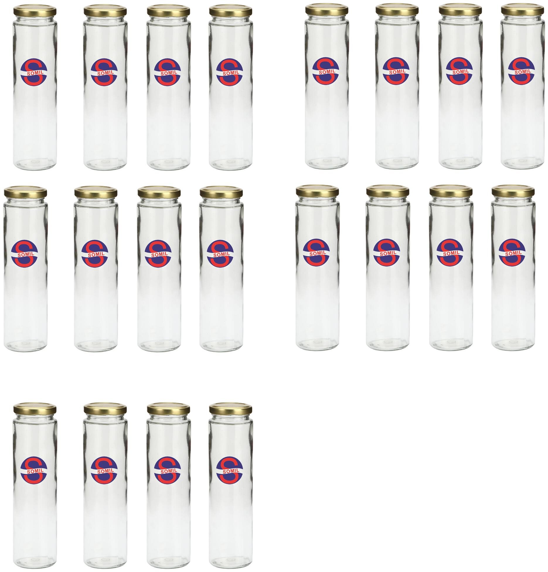 

Somil Multipurpose Storage Serving Food Grade Jar Container Set With Metal Lid Set Of 20 400 Ml Glass Transparent Clear Round