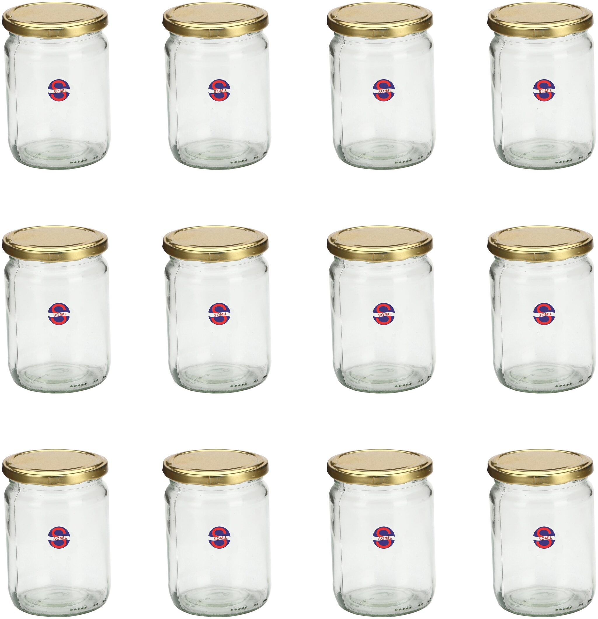 

Somil Multipurpose Storage Transparent Jar With Metal Lid Set Of 12 350 Ml Glass Round