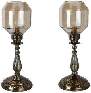 Somil New And Trendy Designe Antique Central Table Lamp With Designer Glass & High Quality Stand For Imperial Feeling (Set Of 2)