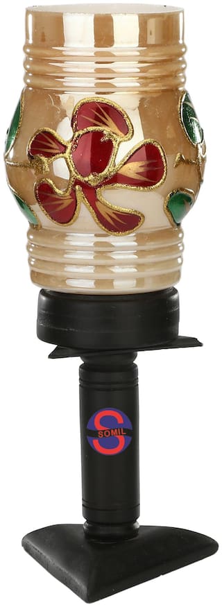 Somil New Designer Decorative Wooden Table Lamp With Hand Decorative Glass Shade For Colorful Magical Lighting Effect -BT92