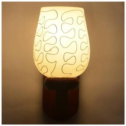 Somil New Designer Hand Decorative Colorful Glass Wall Lamp Light With Stylish Wooden Fitting -OL90