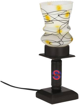 Somil New Designer Decorative Wooden Table Lamp With Hand Decorative Glass Shade For Colorful Magical Lighting Effect -BT69
