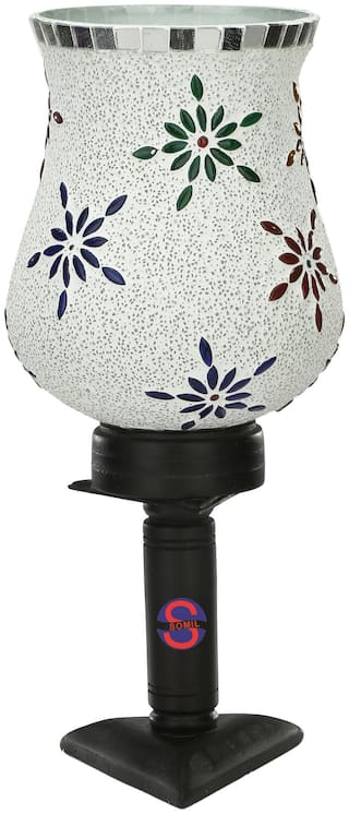 Somil New Designer Decorative Wooden Table Lamp With Hand Decorative Glass Shade For Colorful Magical Lighting Effect -BT42