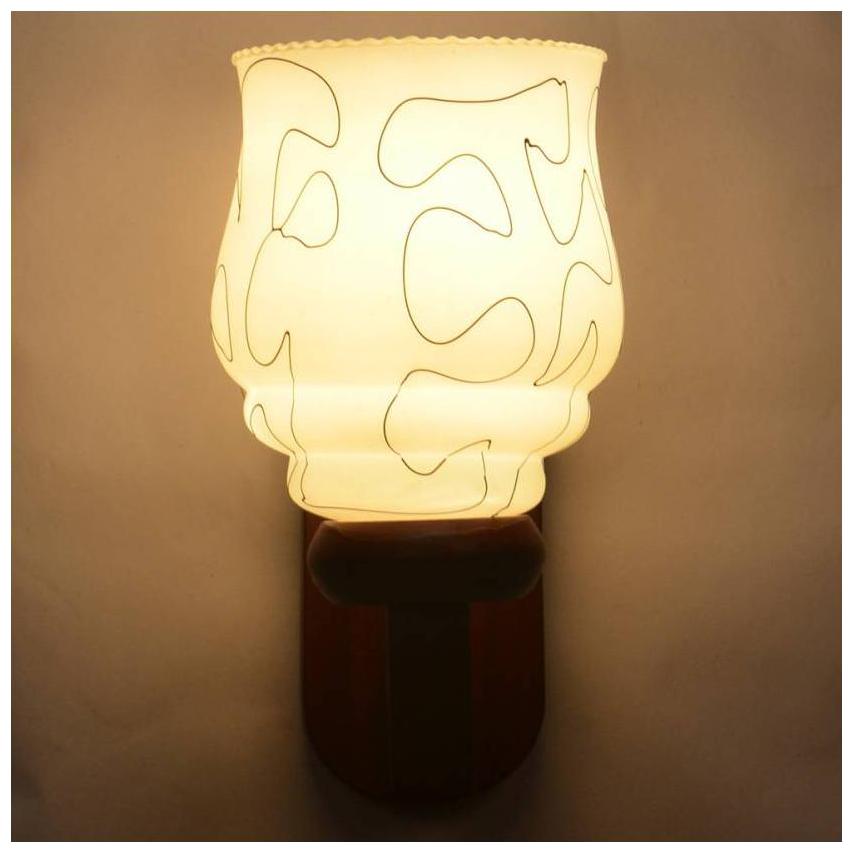 

Somil New Designer Hand Decorative Colorful Glass Wall Lamp Light With Stylish Wooden Fitting -OL83