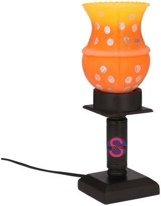 Somil New Designer Decorative Wooden Table Lamp With Hand Decorative Glass Shade For Colorful Magical Lighting Effect -BT60