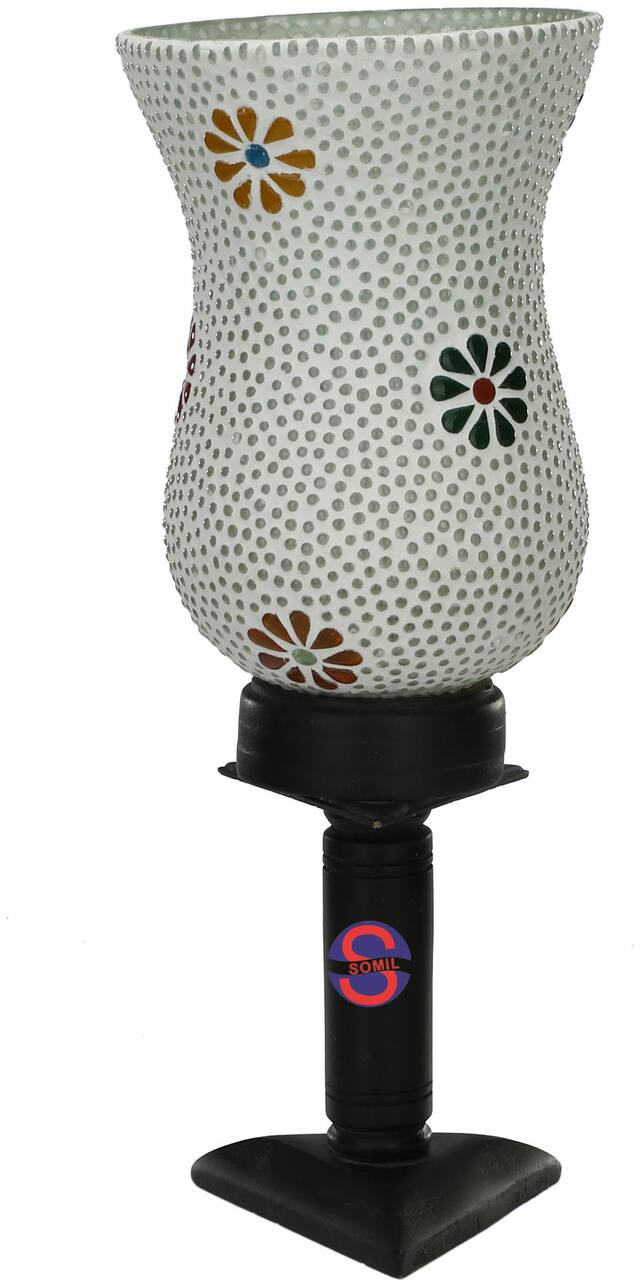 Somil New Designer Decorative Wooden Table Lamp With Hand Decorative Glass Shade For Colorful Magical Lighting Effect -BT36