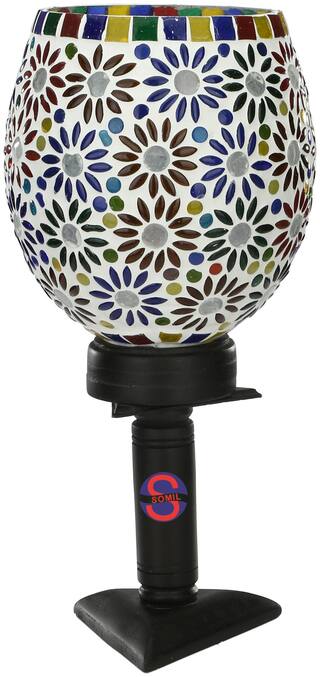 Somil New Designer Decorative Wooden Table Lamp With Hand Decorative Glass Shade For Colorful Magical Lighting Effect -BT47