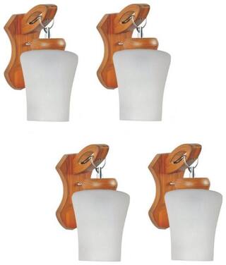 Somil New Sconce Designer Decotative Colorful Glass Wall Lamp Light With Wooden Fitting (Set Of Four)